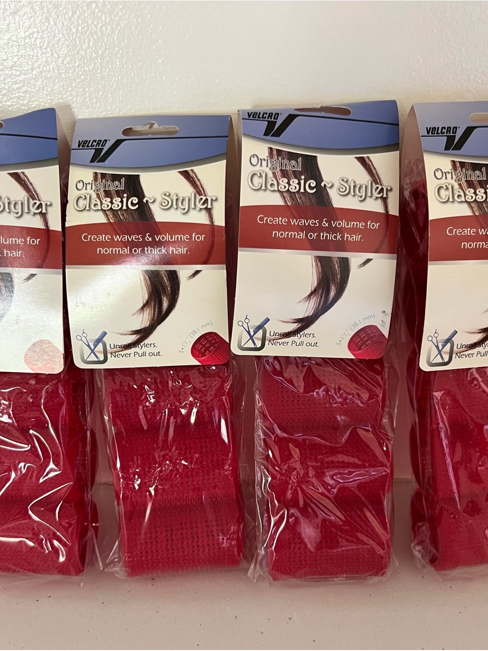 Original Classic Styler Hair Rollers 16pc 1.5” Red Volume Waves NWT